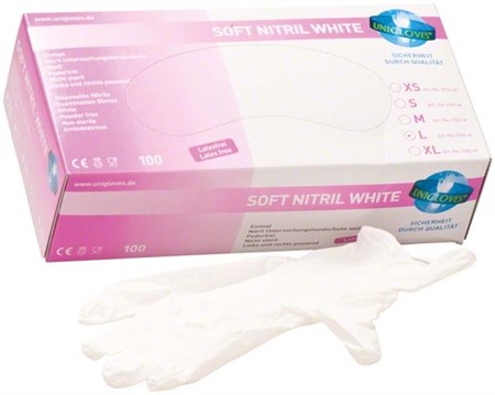 Unigloves soft nitril handskar vit 100st L