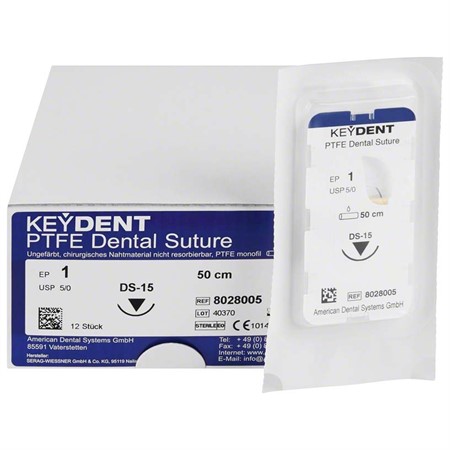 Keydent PTFE sutur 12 st. EP1 USP 5-0 50 cm DS-15