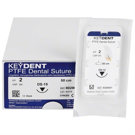 Keydent PTFE sutur 12 st. EP2 USP 3-0 50 cm DS-15