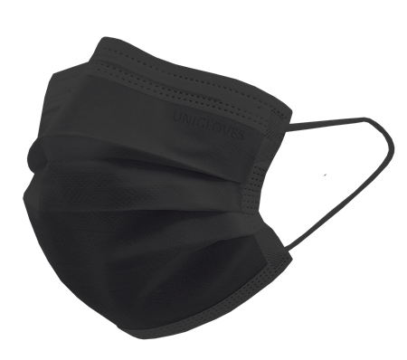 Unigloves Profil Plus munskydd typ IIR 3-lagers 50 st svart