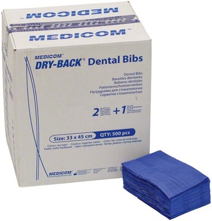 Dry-Back Dental Bibs 33 x 45 cm mörkblå 500st