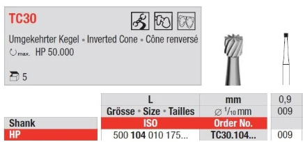 Edenta TC Finishing instruments Inverted cone, 5 st (EDTC30.104.009-5)