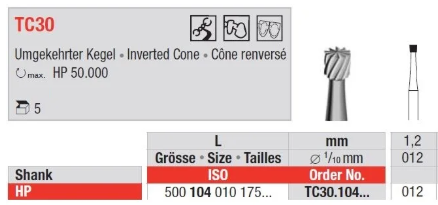 Edenta TC Finishing instruments Inverted cone, 5 st (EDTC30.104.012-5)