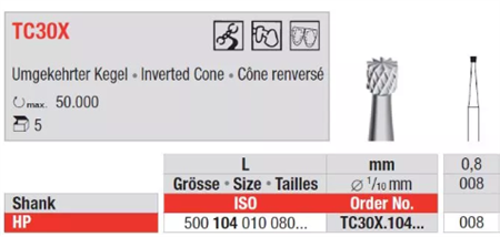 Edenta TC Finishing instruments Inverted cone, 5 st (EDTC30X.104.008-5