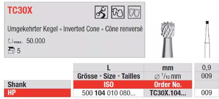 Edenta TC Finishing instruments Inverted cone, 5 st (EDTC30X.104.009-5