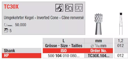 Edenta TC Finishing instruments Inverted cone, 5 st (EDTC30X.104.012-5