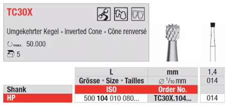 Edenta TC Finishing instruments Inverted cone, 5 st (EDTC30X.104.014-5