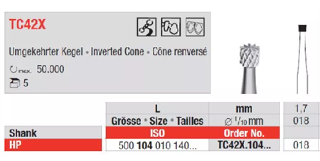 Edenta TC Finishing instruments Inverted cone, 5 st (EDTC42X.104.018-5