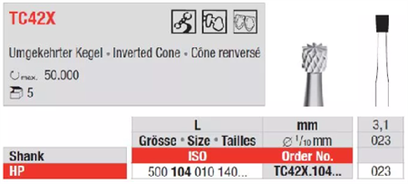 Edenta TC Finishing instruments Inverted cone, 5 st (EDTC42X.104.023-5