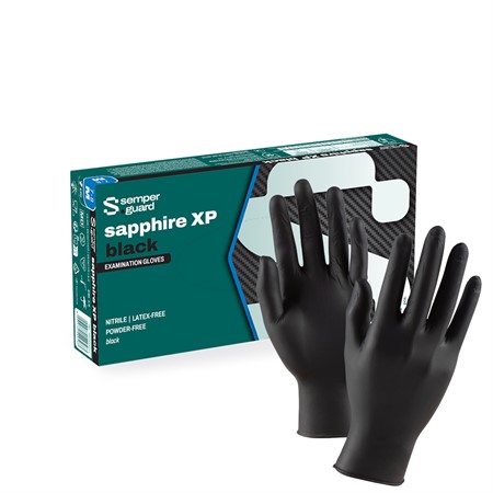 Semperguard Nitril Sapphire XP Black pf S, 100st handskar