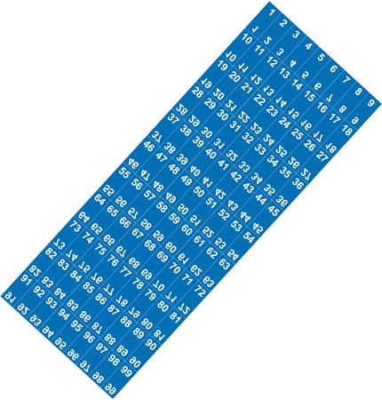 Märkbricka numrerad 1-99 blå